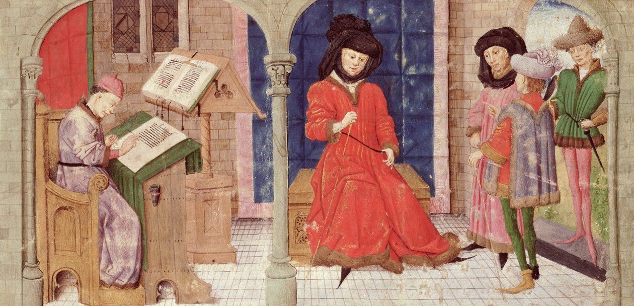 Ms 149 t.1 fol.1 Písař, z Histoire des Nobles Princes de Hainaut, Jacques de Guise od French School
