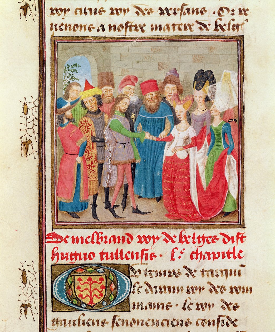 Ms 149 t.1 fol.95 Svatební scéna z knihy Histoire des Nobles Princes de Hainaut od Jacquese de Guise. od French School