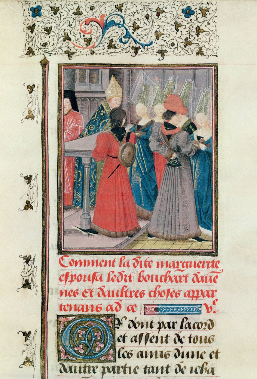 Ms 149 t.3 fol.149 Sňatek Markéty Konstantinopolské s Bouchardem dAvesnes v roce 1212 od French School