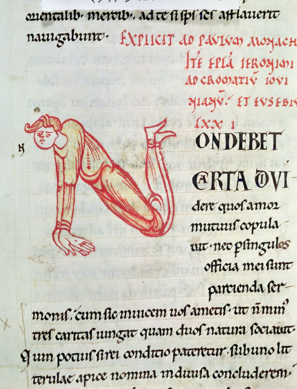 Ms 154 fol.137v Historická iniciála N, z dopisů sv. Jeronýma od French School