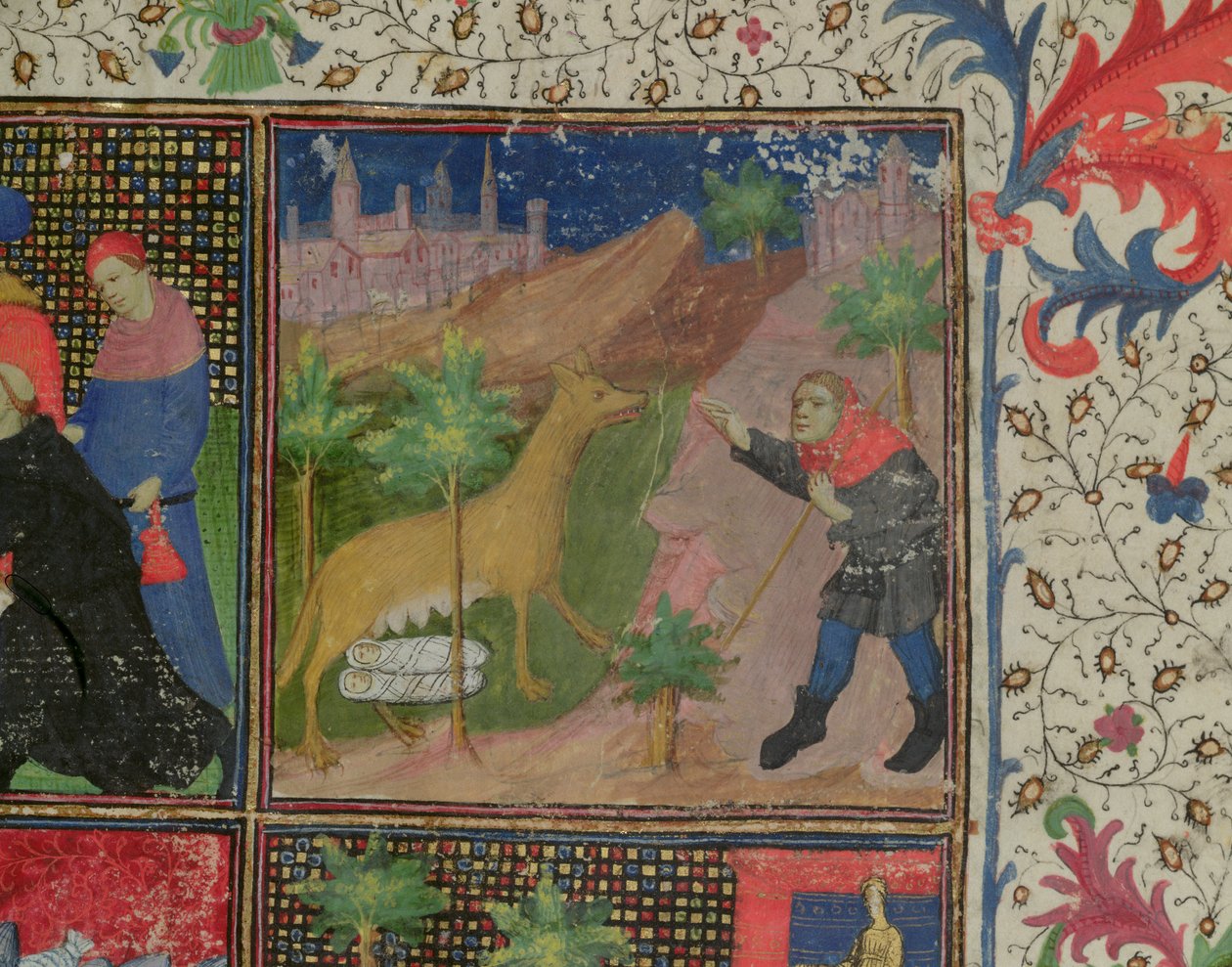 Paní 1595 Romulus a Remus kojení vlkem, z Dicta et Facts Memorabilia, kolem roku 1475 od French School