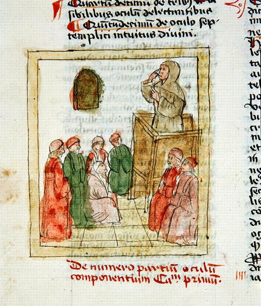 Paní 1733 Učitel vyučující žáky (vellum) od French School