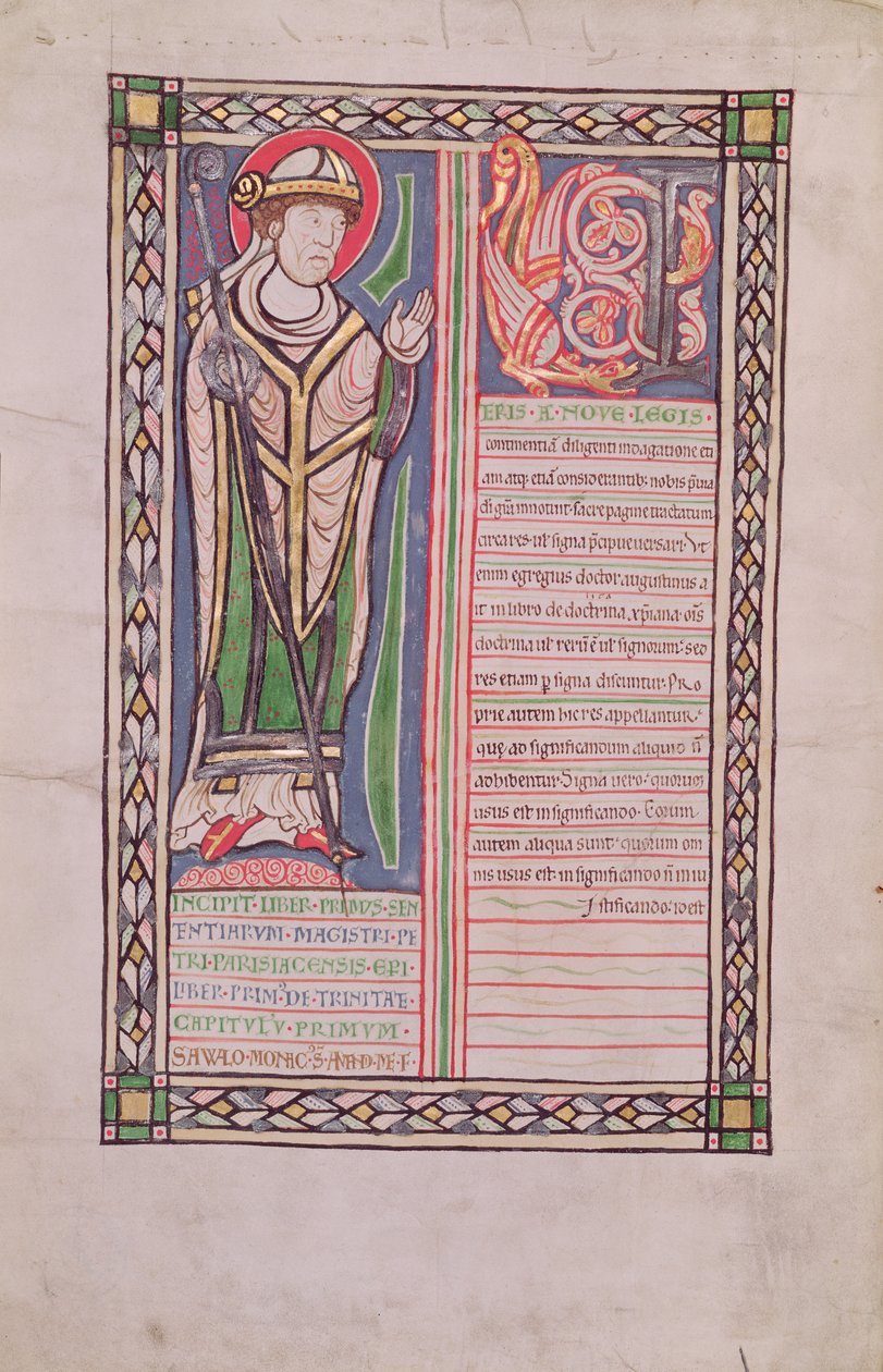 Ms 186 Fol.2v Pierre Lombard biskup z Paříže, z Knihy čtyř vět (Kniha vět), c.1160 od French School