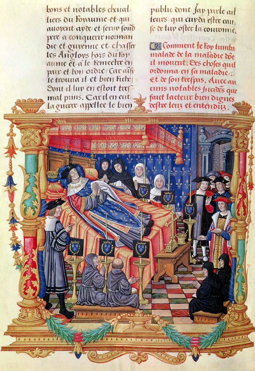 Ms 18 fol. 208v Smrt Ludvíka XI. (1461-83), z Memoires de Philippe de Commines, 1489-98 od French School