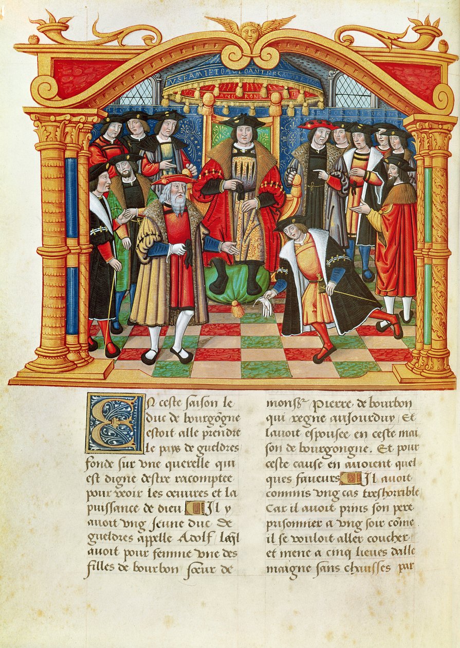 Ms 18 fol. 99v Adolphe de Gueldres, z Pamětí Philippa z Commines (1445-1509) od French School