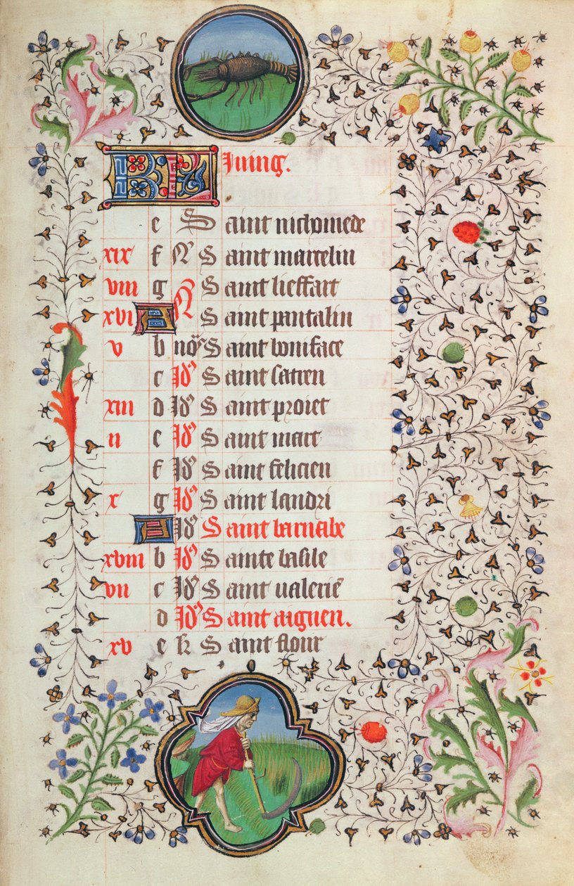 Paní 19. června: Rakovina a muž sklízí (vellum) od French School