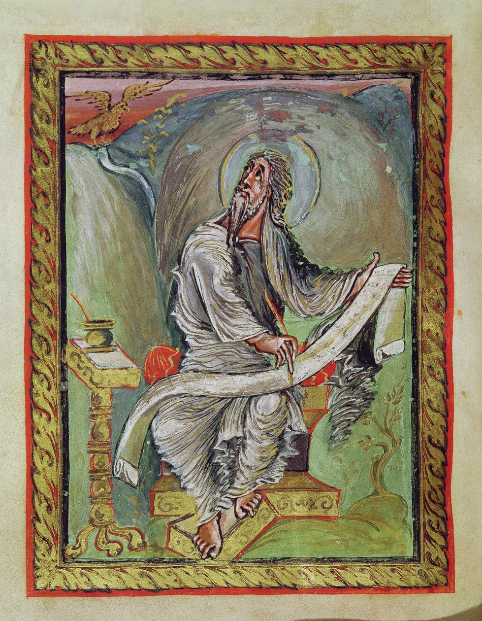 Ms 1 fol. 135v St. John the Evangelist, from Ebbo Gospels, c.816-835 od French School