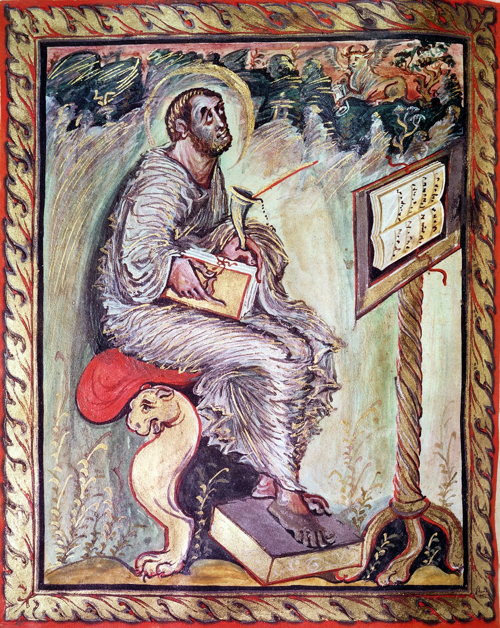 Ms 1 fol. 90v St. Luke, from Ebbo Gospels, c.816-835 od French School