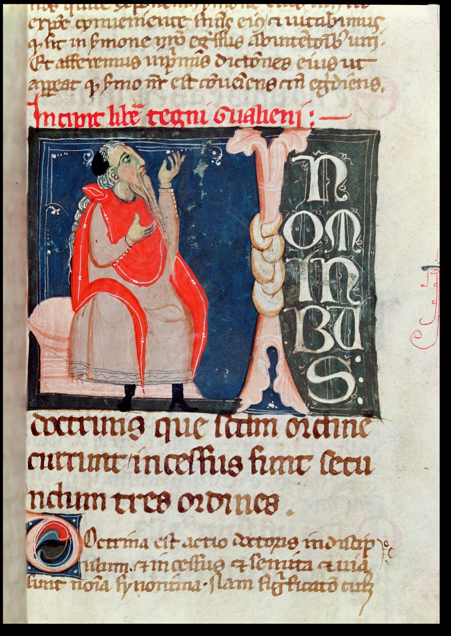 paní 2046 fol. 261 Vědec, ilustrace na začátku Komentáře Alibena Rhodonana k Ars Parva od Galena (c.130-c.201) od French School