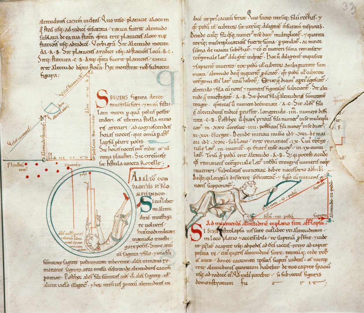 Ms 235 f.32 & 33 Geometry, od Traite dAstronomie od French School