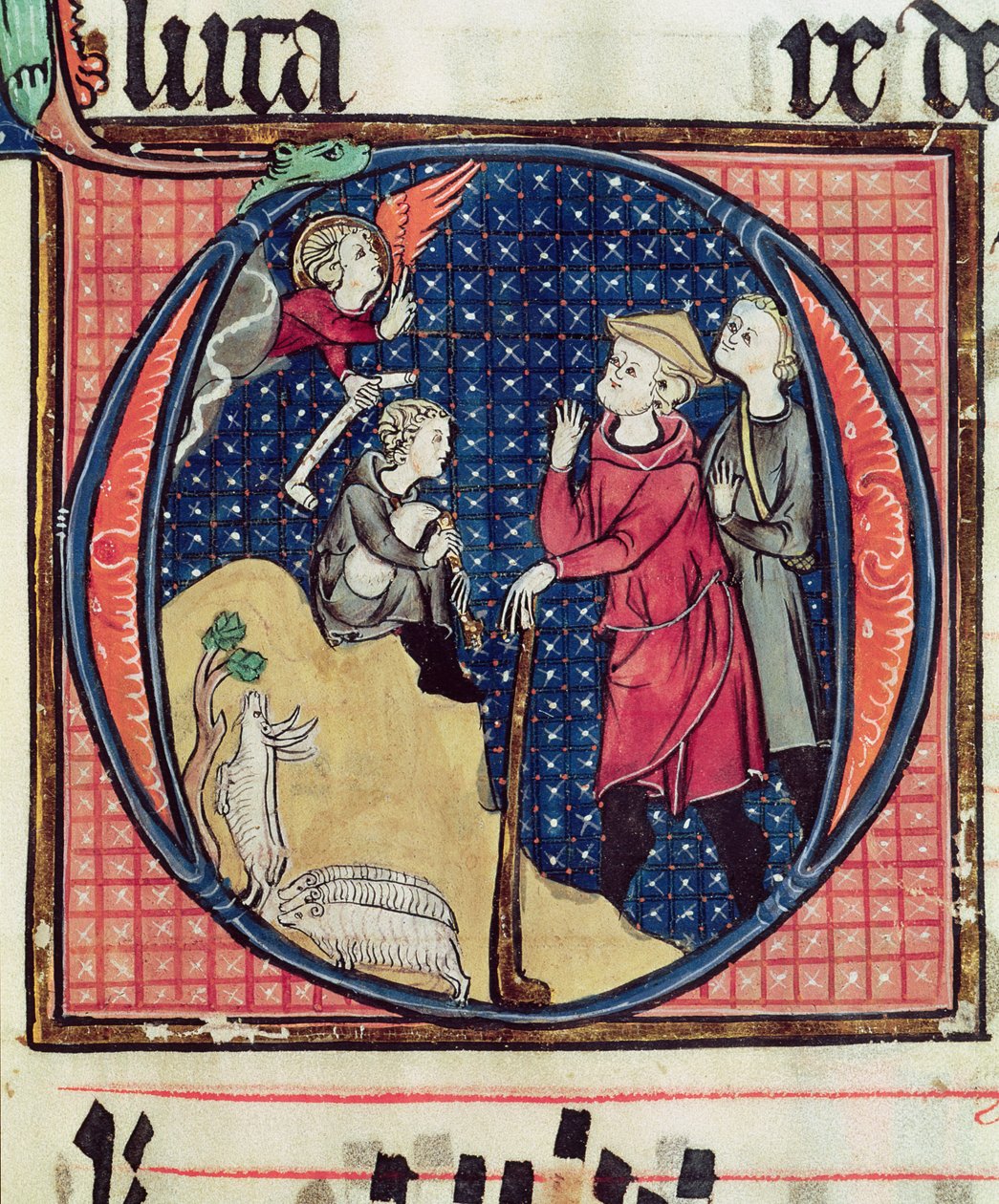 Ms 240 fol. 16 Zvěstování pastýřům, z antifonálu, 1257 od French School