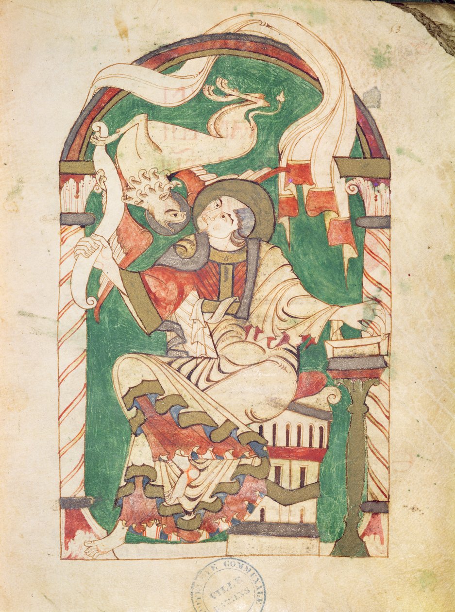 Ms 24 fol. 53 Svatý Marek, z evangelia z opatství Corbie od French School