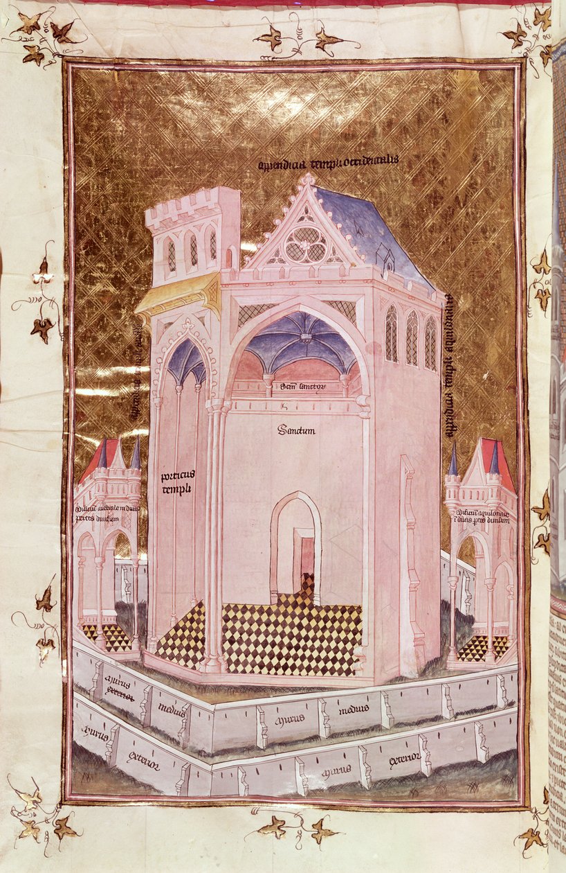 Ms 292 Tome 3 fol.214v Jeruzalémský chrám, z Postilles sur la Bible od Nicolase de Lyre od French School