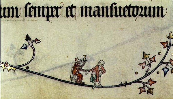 Ms 298 f.25 Doktoři lidoopů muž z pontifikálu v Metz, napsaný pro Raymonda Bara, biskupa z Met od French School