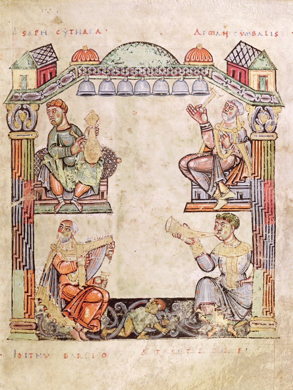 Ms 2 fol.11 (6) Čtyři hudebníci, z knihy hodin od French School