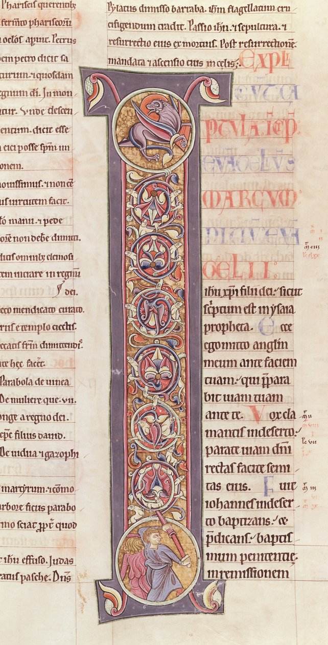 Ms 2 fol.175 t.2 Evangelium svatého Marka, z Bible kláštera Saint-Andre aux-Bois od French School