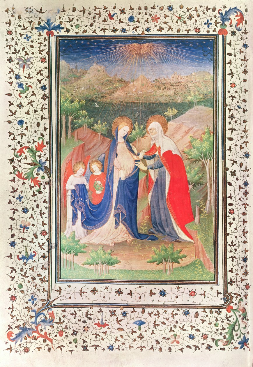 Ms 2 fol. 65v The Visitation, from Boucicaut Hours, c.1410 od French School