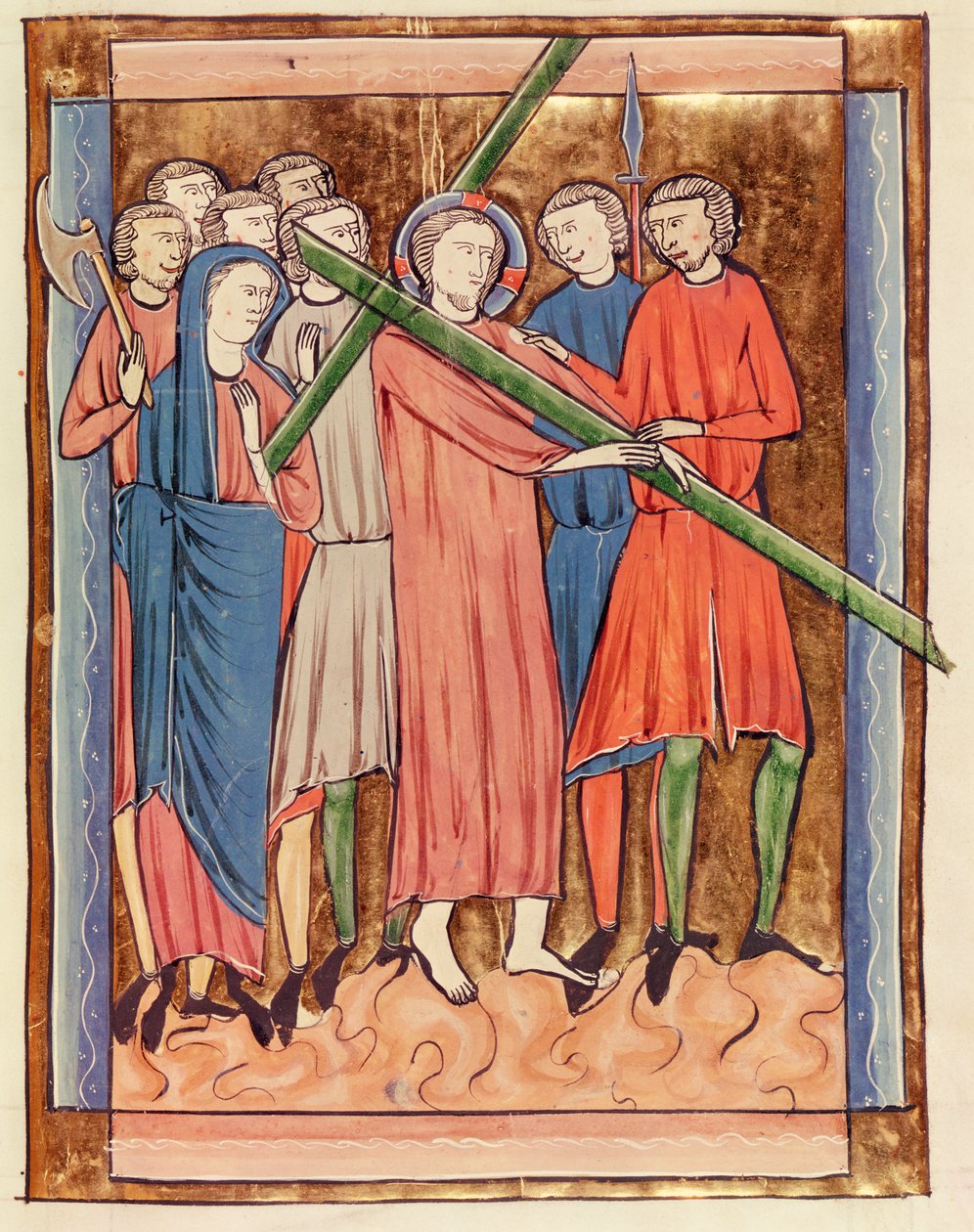 Ms 3016 fol. 16 Kristus nesoucí kříž, z Psautier a lUsage de Paris od French School