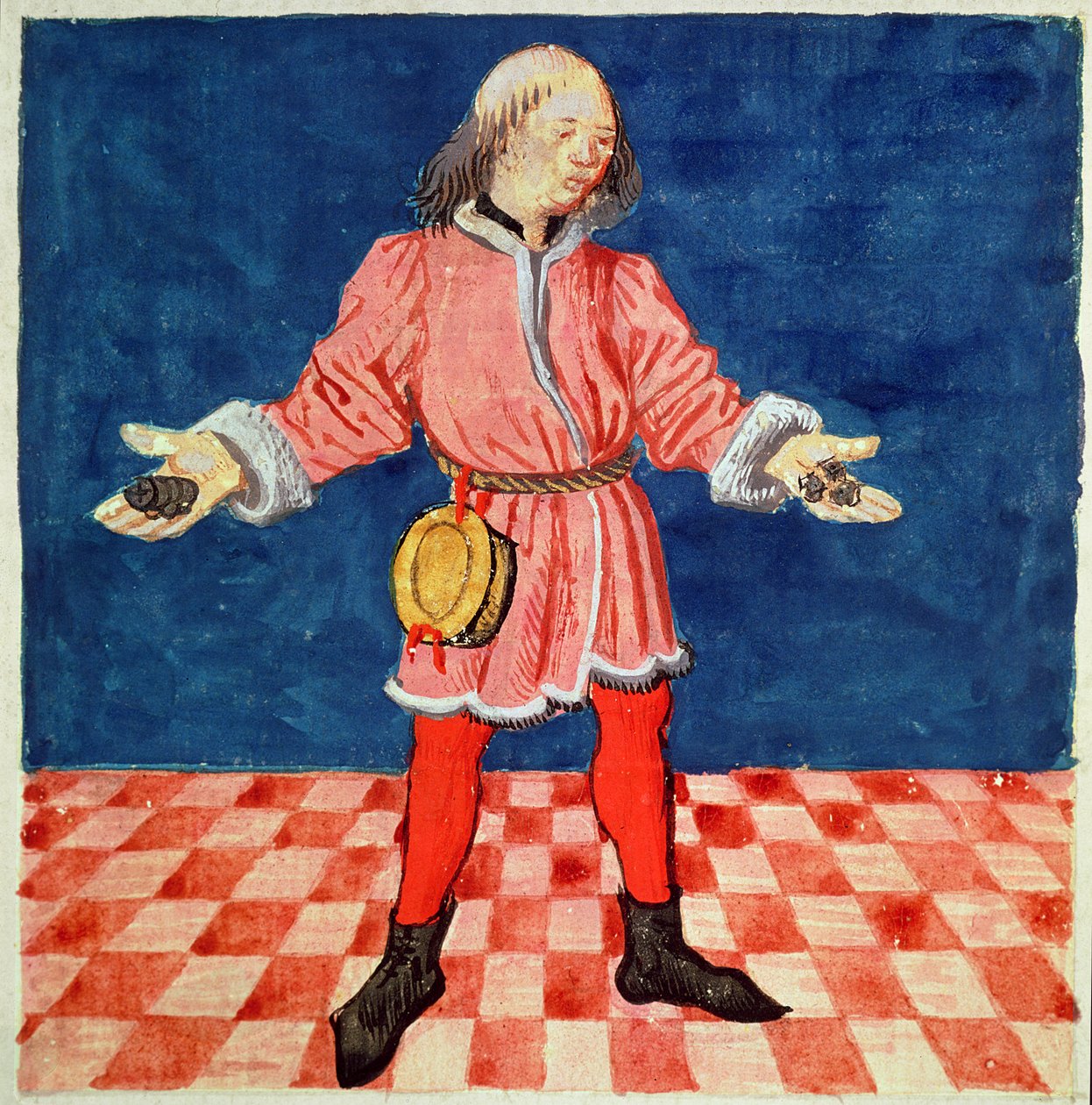 paní 3066 fol. 64v Vrhač kostek, z Le Livre des echecs moralises, od Jacquese de Cessoles od French School