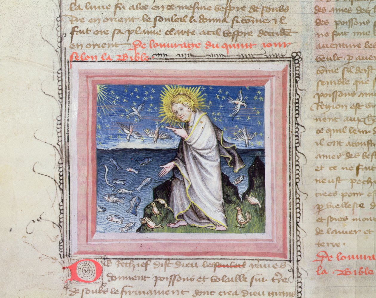 Ms 313 Creation of the Animals, z Bible des Grands Augustins od French School