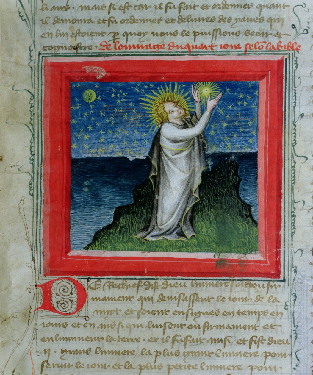 Ms 313 Bůh stvořil hvězdy, z Bible des Grands Augustins, 1494 od French School