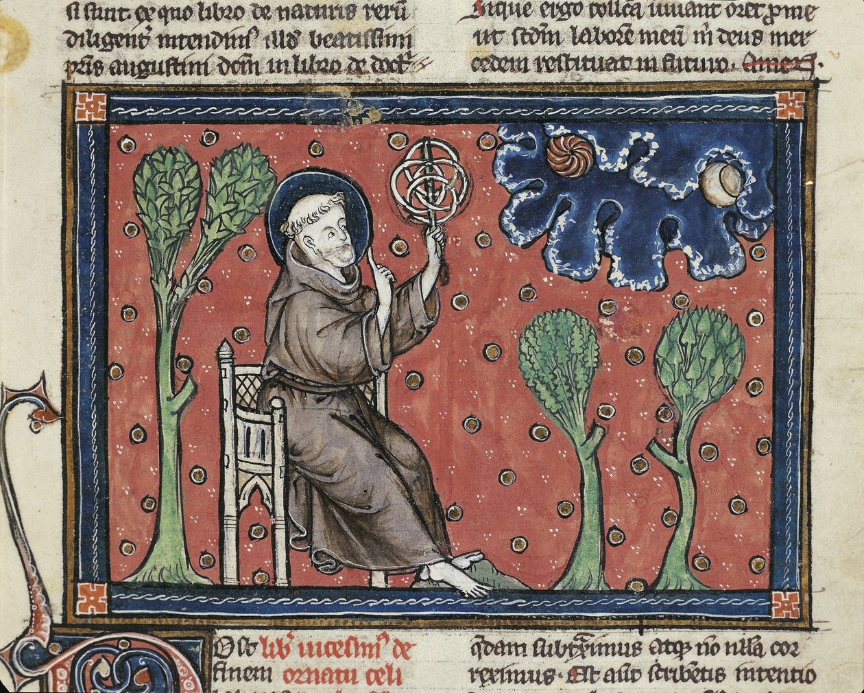 Ms 320 Fol.194v Astronomy, z „De Natura rerum“ od Thomase van Cantimpre (1201-72) (vellum) od French School