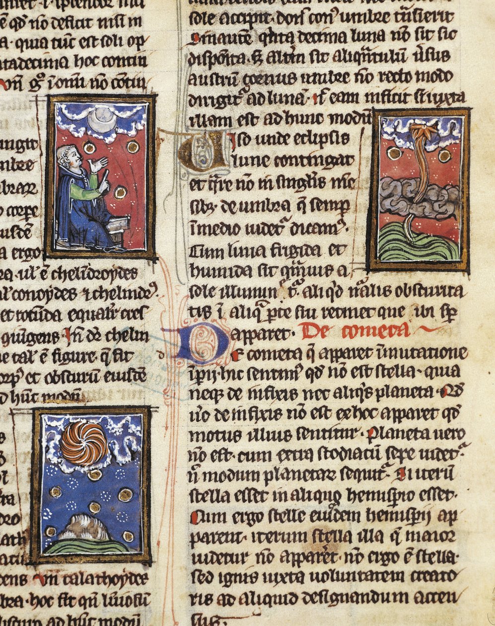 Komety Ms 320 Fol.197, z „The Nature of Things“ od Thomase van Cantimpre (1201-72) (na pergamenu) od French School