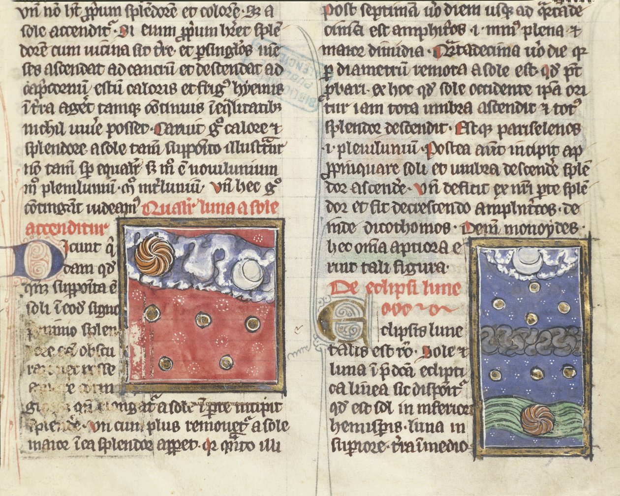 Ms 320 Fol.197r Zatmění Měsíce a pohyby planet, z „De Natura rerum“ od Thomase van Cantimpre (1201-72) (vellum) od French School