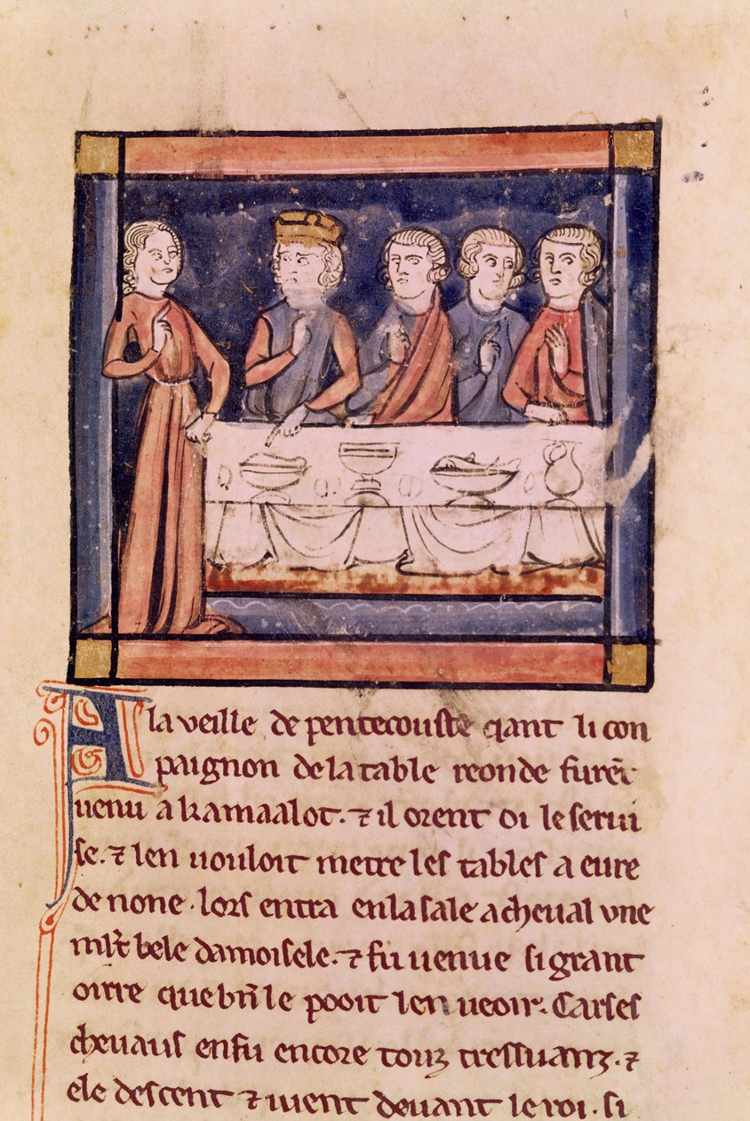 Ms 3347 fol. 214 V předvečer letnic ..., z Livre de Messire Lancelot du Lac od French School