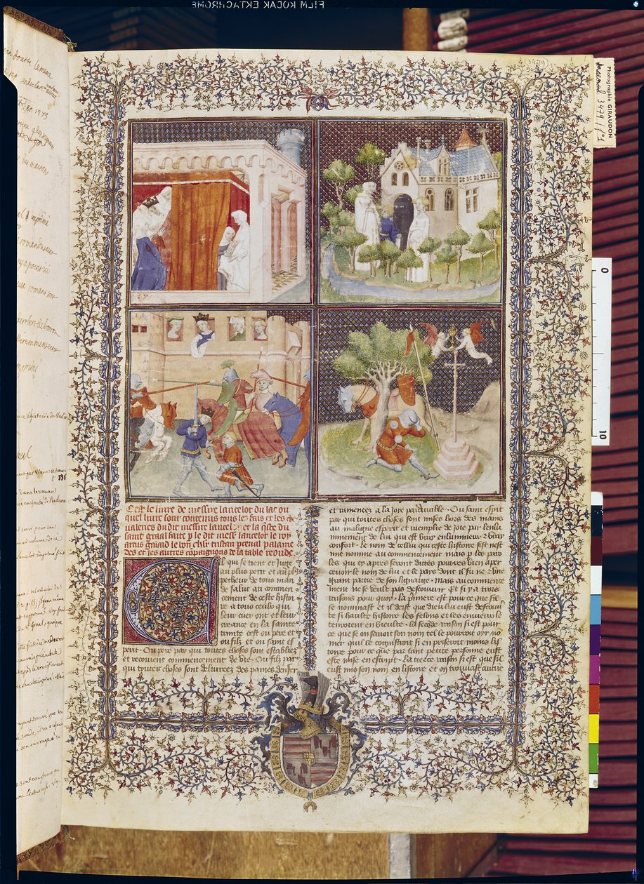 Ms 3479 t.1 f.1 Příběh Lancelota a hledání Svatého grálu, z Livre de Messire Lancelot du Lac od French School