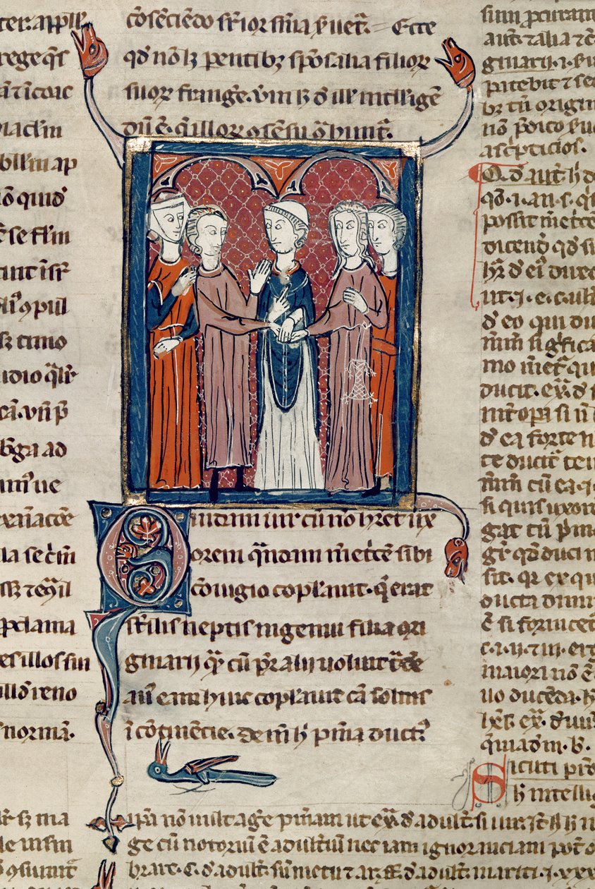Ms 372 fol.168 Svatební scéna, z Decrets de Gratien od French School
