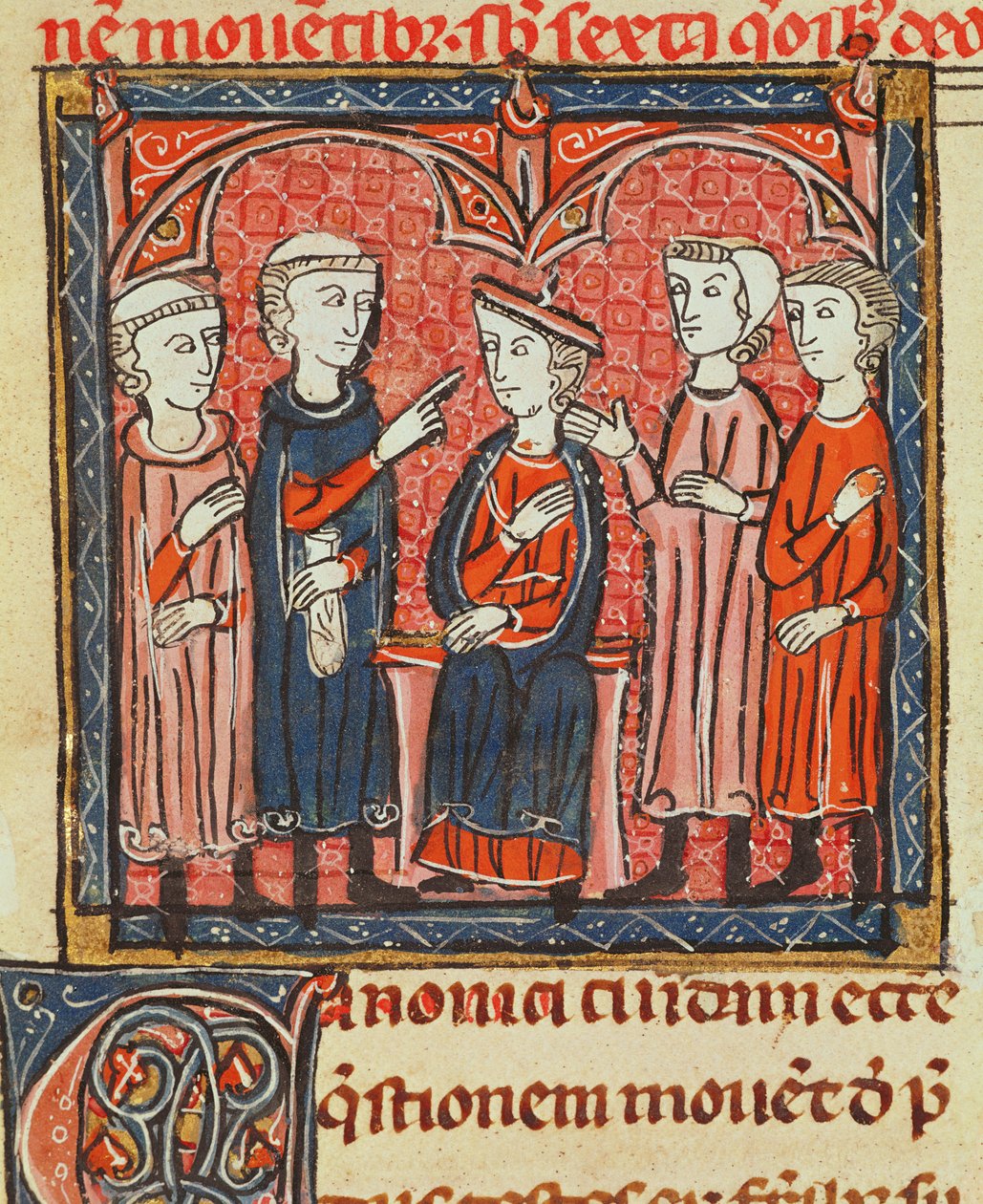 Ms 372 fol.1v Měnová regulace, z Decrets de Gratien od French School