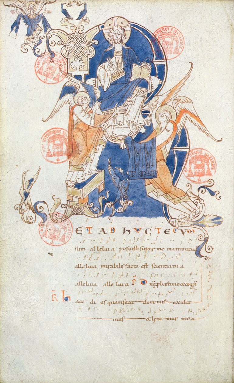Ms 384 Christ in Glory, stránka z Antifonáře Saint-Denis od French School