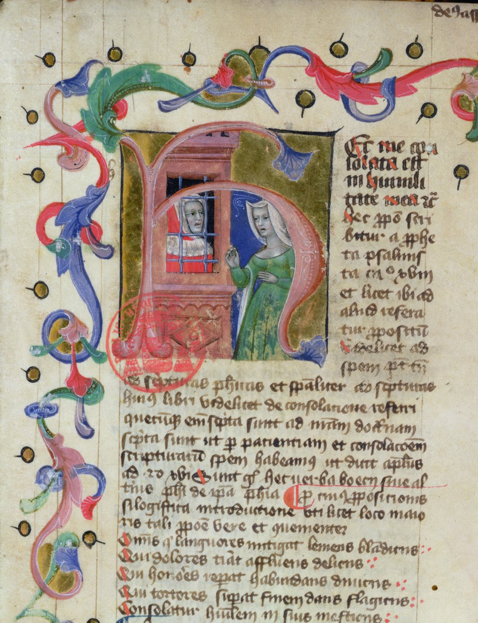 Paní 3859 miniatura filozofa Boethia (cca 480-524) ve vězení od French School