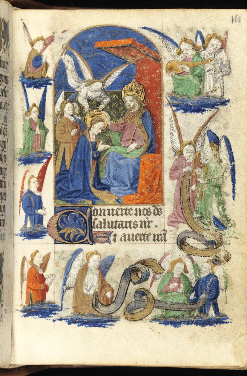 Ms 39-1950 f.111r Korunovace Panny Marie (vellum) od French School