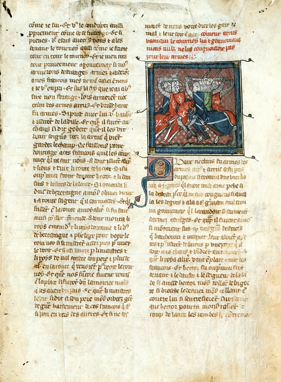Ms 403 fol.163 Bitva mezi rytíři, od římského dArtus od French School