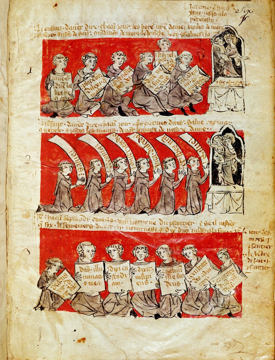 Ms 406 fol.6 Výjevy ze života studentů Hubantské koleje nebo Koleje Panny Marie v Paříži, ze stanov Hubantské koleje, 1387 od French School