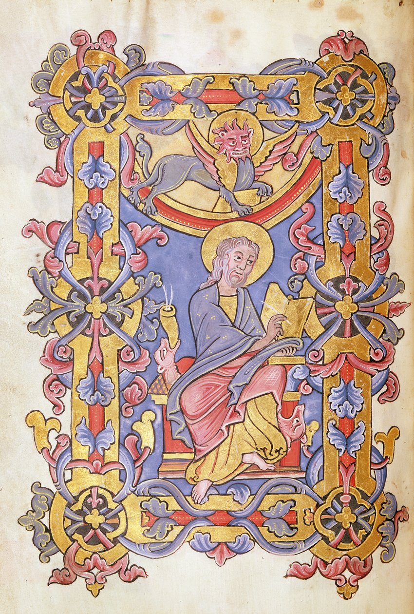 Ms 479 fol. 53 Svatý Marek, z Les Gospels de lAbbaye de Cysoing od French School