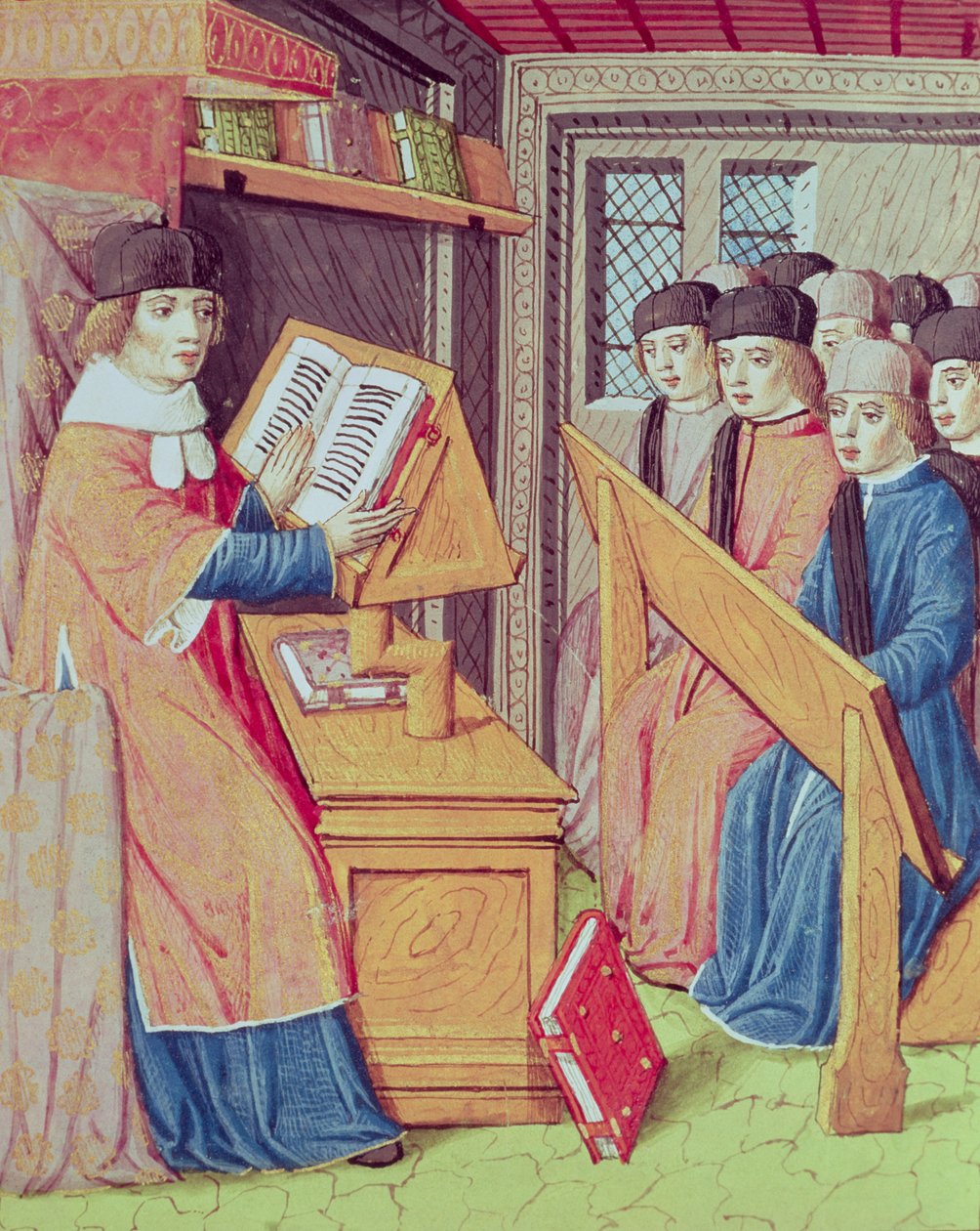 Ms 493 fol.56r Učení z Les Georgics od Virgilia s komentářem od Servia, 1469 od French School
