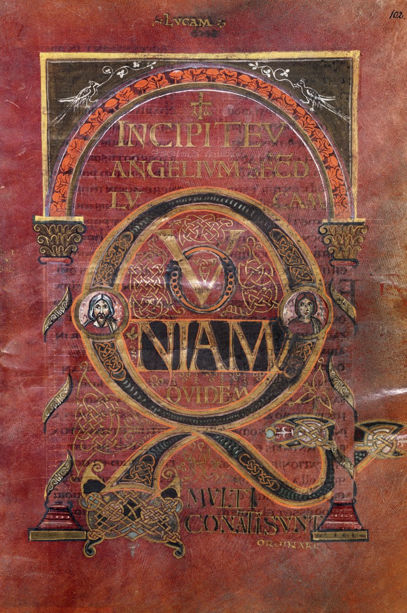 Ms 4 fol. 102v Prolog evangelia sv. Lukáše, z evangelia sv. Riquiera, kolem 800 od French School