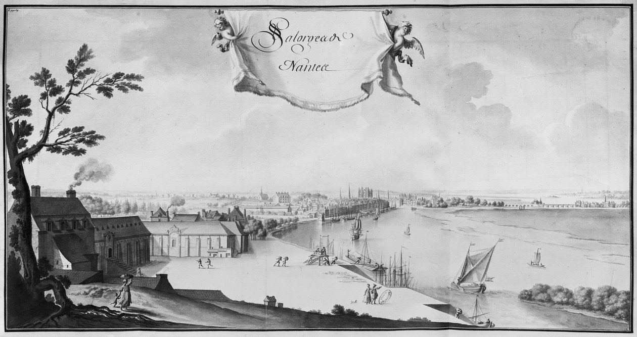 Ms 512 Warehouses for Sale v Nantes, 1723 (tužka a mytí na papíře) od French School
