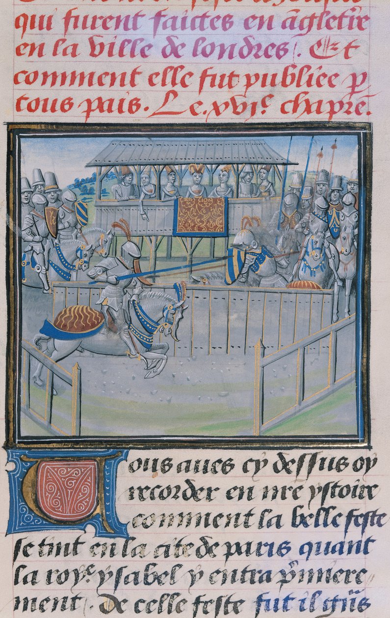 Ms 5190 f.88 Turnaj v Londýně: Rytířství, z Froissarts Chronicles od French School
