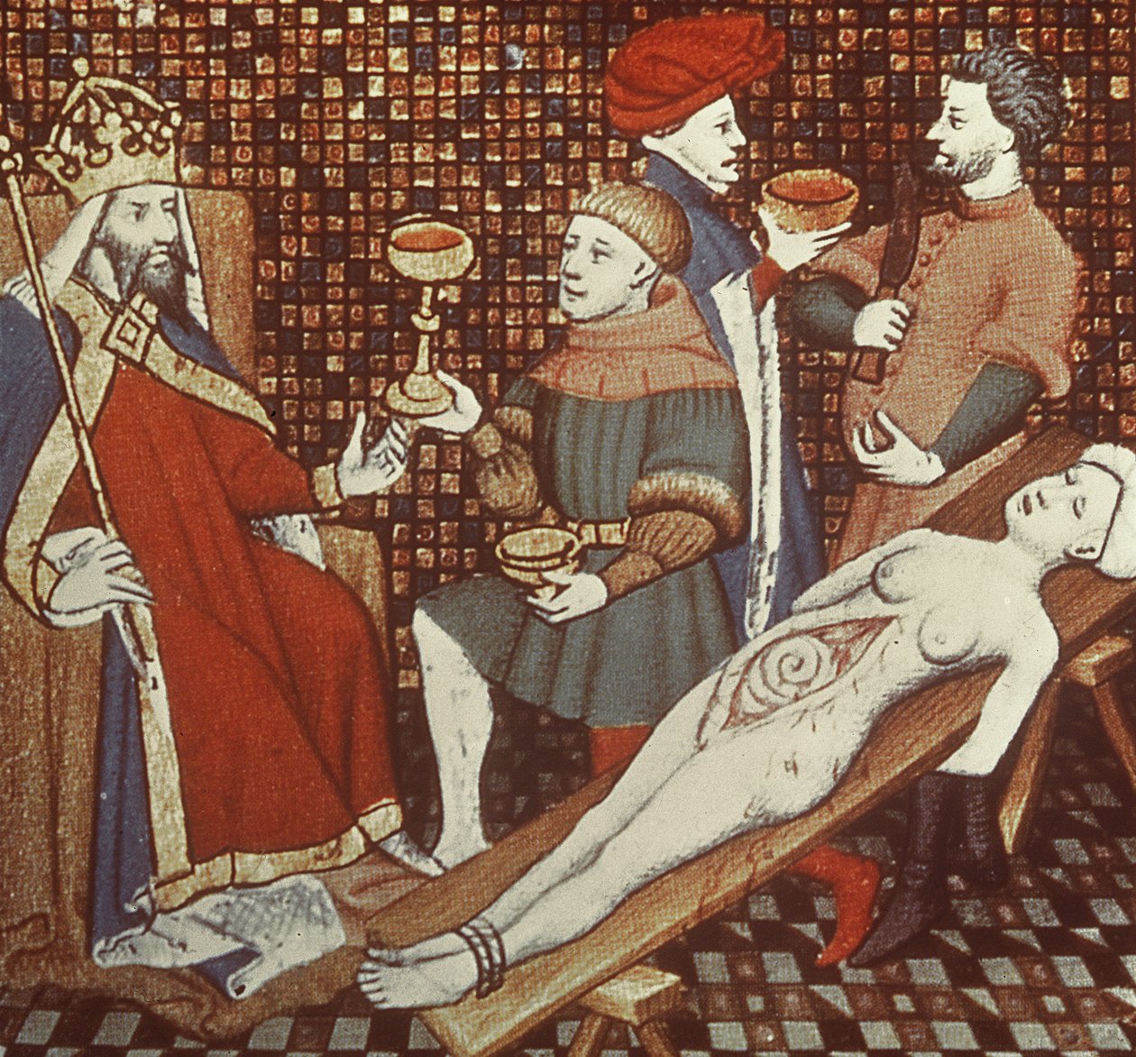 Paní 5193 f.290v Nero pitvá svou matku, z edice Jean Sans Peur z The Cases of Men ilustrované Giovannim Boccacciem (1313-75) c.1410 od French School