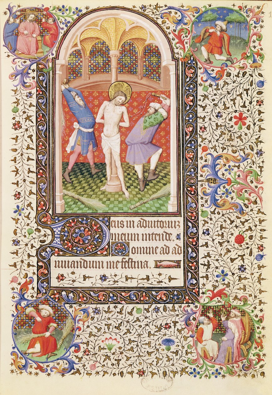 Ms 547 fol. 13 Flagellation, z Knihy hodin, kterou používala žena z Poitiers od French School