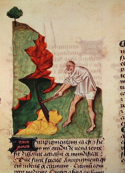 Ms 59 fol.3v Hledá se zlato, od Grand Herbier od Pedanius Dioscorides (c.40-90) od French School