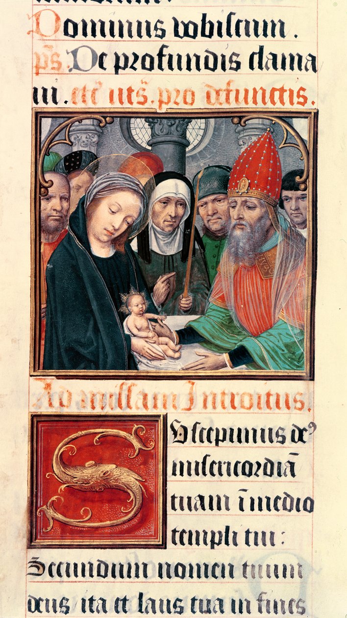 Ms 60 fol.25r Prezentace Ježíše v chrámu, ze sbírky Odoarta de Bersacques, prevosta ze Saint-Omer od French School