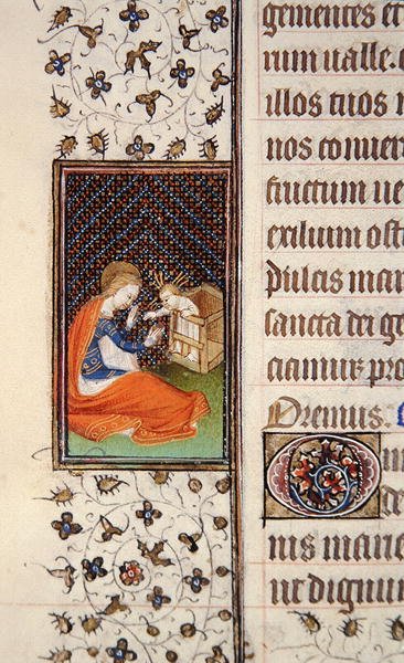 Ms 62, f.205v: Panna a dítě, detail z francouzské knihy hodin, c.1445-50 (vellum) od French School