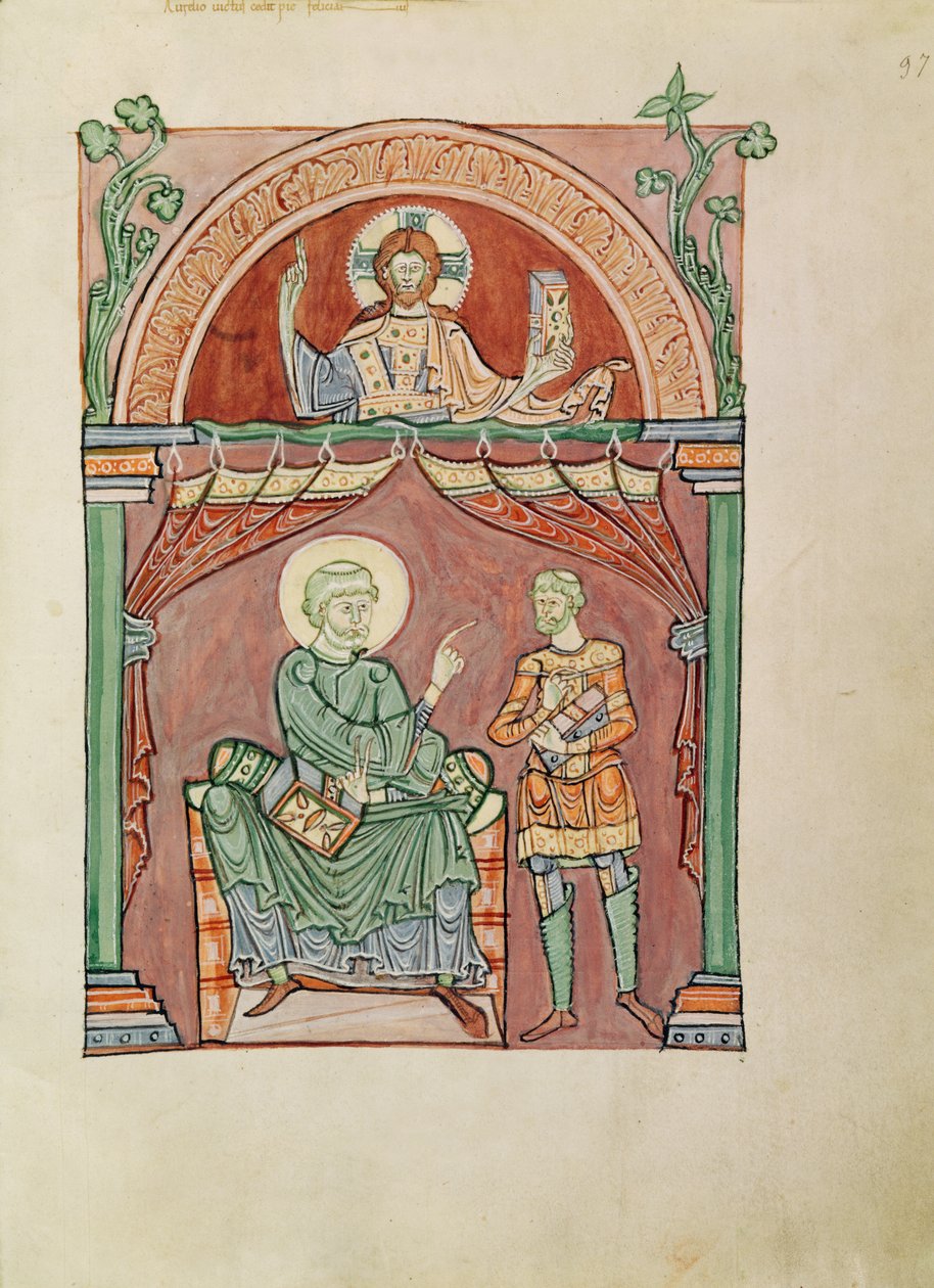 Slečna. 72 fol. 97 Svatý Augustin diskutující s Felicianem od French School