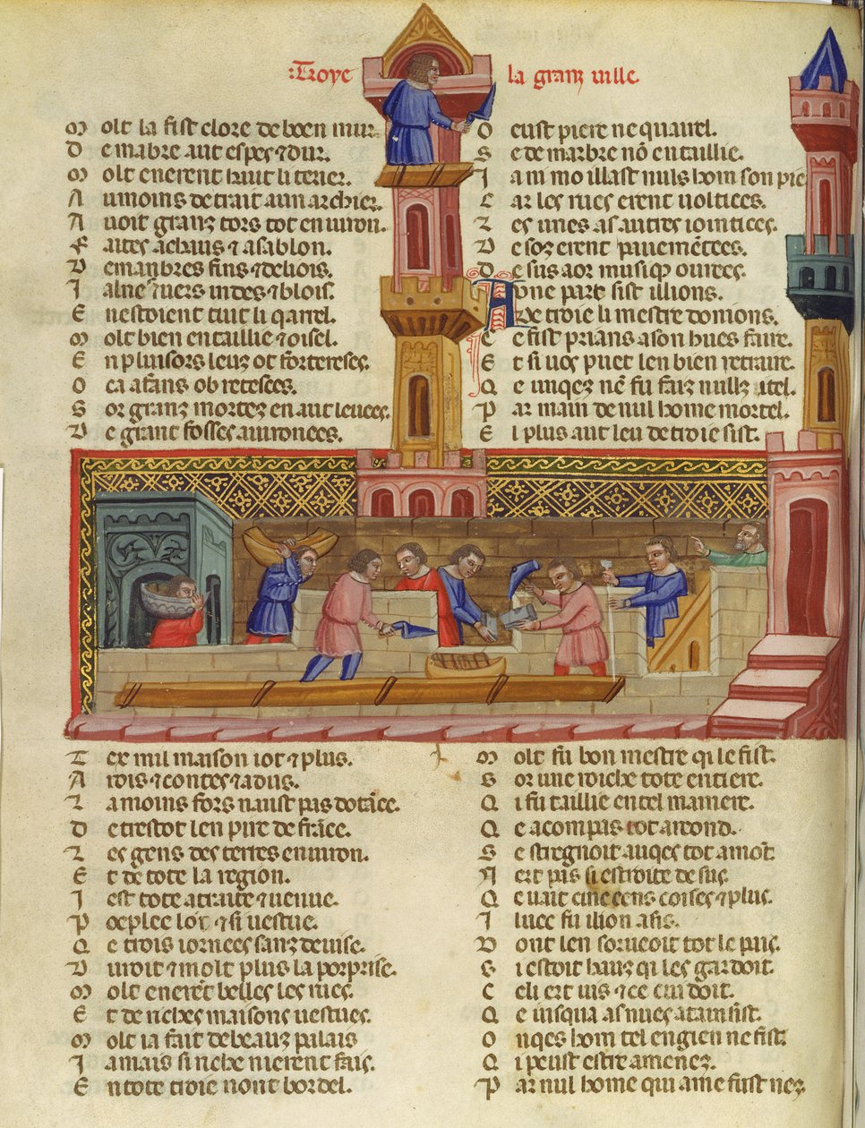 Ms 782 Stavba Tróje, ilustrace z knihy Le Roman de Troie od Benoita de St. Marc od French School