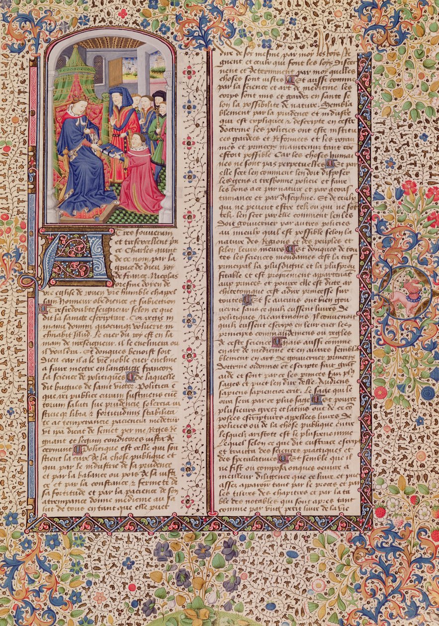Ms 927 Fol.186 Prezentace Politiky králi, z etiky, politiky a ekonomie od Aristotela (384-322 př.nl) od French School